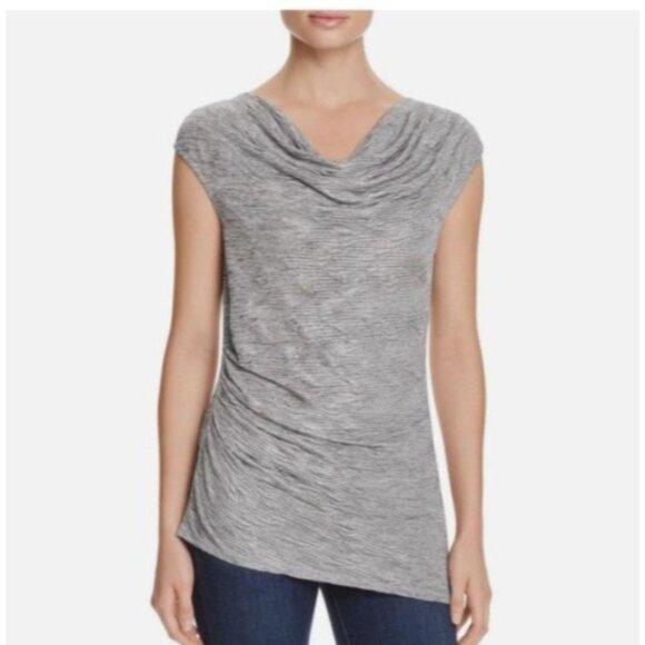 Calvin Klein top size XL Womens Silver Metallic Cowl Neck  Ruched knit textured - Picture 1 of 7